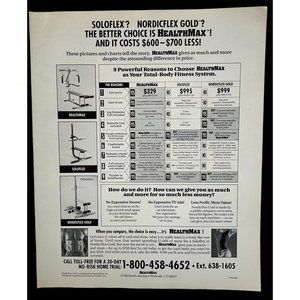 Healthmax Fitness Sytem Print Ad Vintage 1994 Home Gym Exercise Equipment